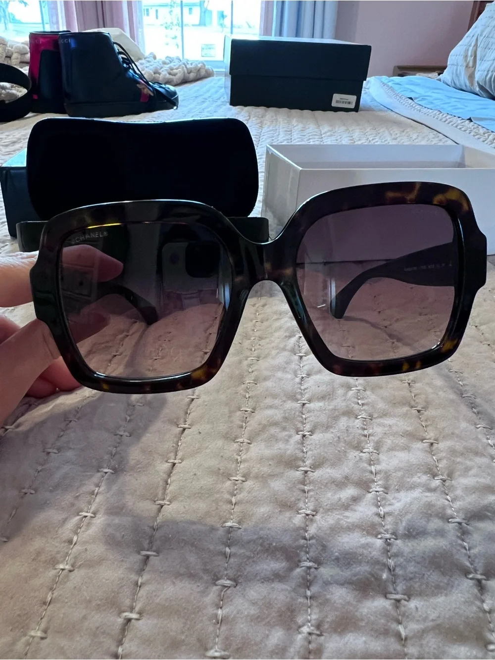 CHANEL Black Gradient Square Women’s Sunglasses